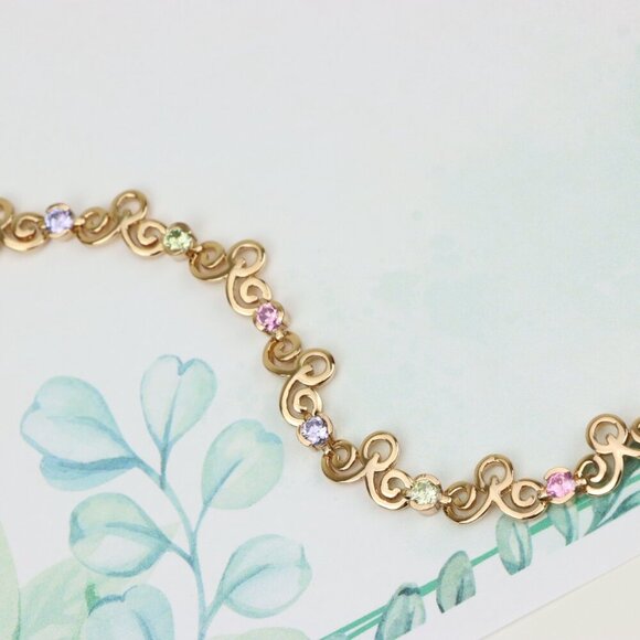 Elegant Rose Gold Bracelet with Multicolor Stones, XPBL0690 - Picture 3 of 12